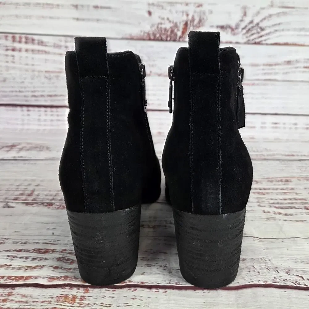 Blondo Womens Siena Black Suede Leather Boots 11 Waterproof Zip Block Heel Lux